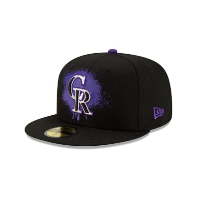 Black Colorado Rockies Hat - New Era MLB Drip Front 59FIFTY Fitted Caps USA6028791